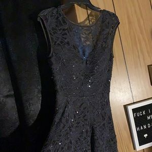 Black open back bridesmaids dress